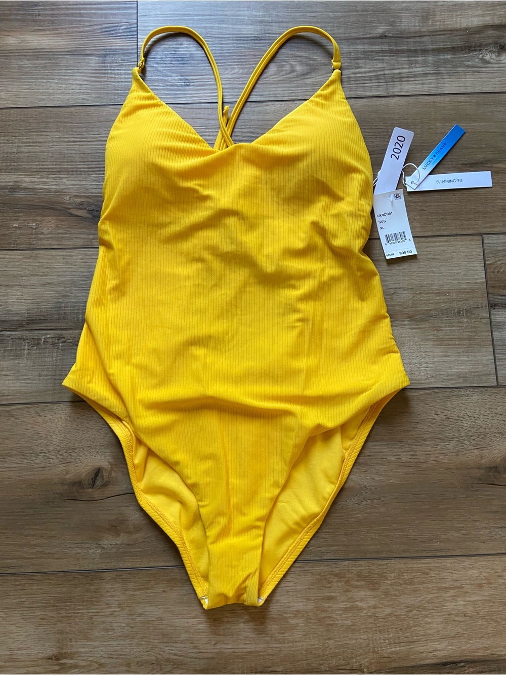 Lucky Brand Yellow Ribbed Kids One-Piece Swimsuit